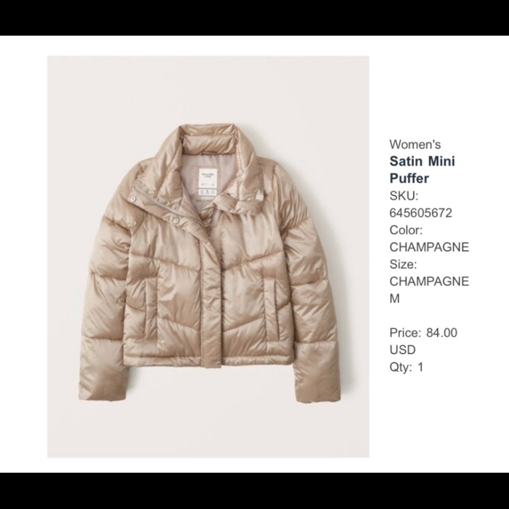 Gold Satin Mini Puffer